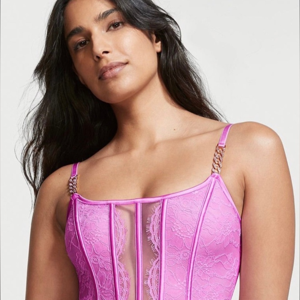 Victoria's Secret Pink Lace Corset Bodysuit